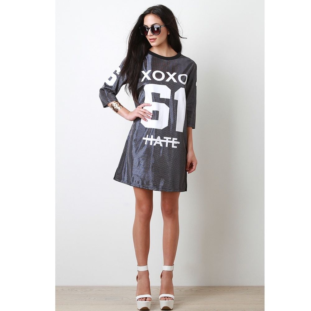 Endless Rose Revolve Metallic Tunic Jersey Dress Size S